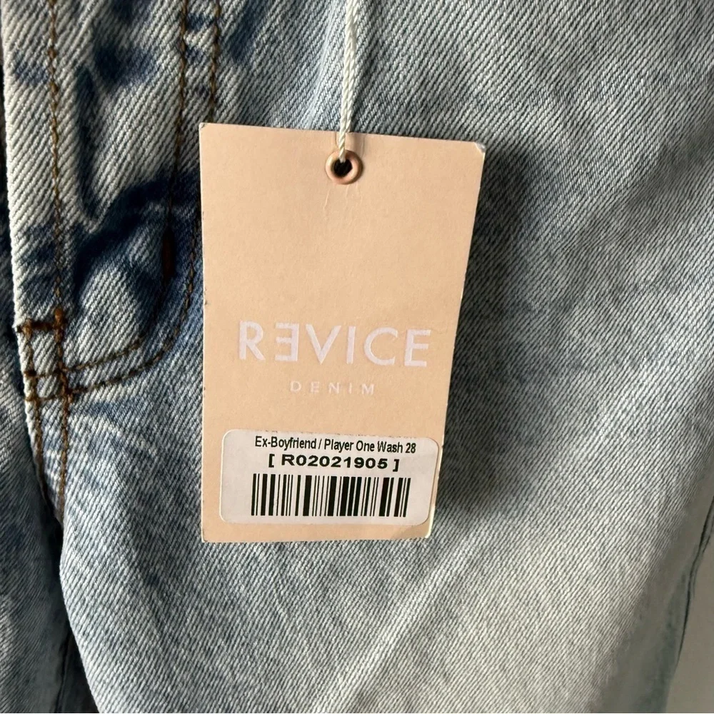 New REVICE Denim Ex-Boyfriend Jeans Player One Denim Distressed Women’s Size 28
